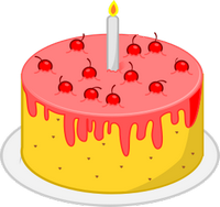 Torta di compleanno con candela, crema e 11 ciliegie