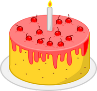 Torta di compleanno con candela, crema e 12 ciliegie